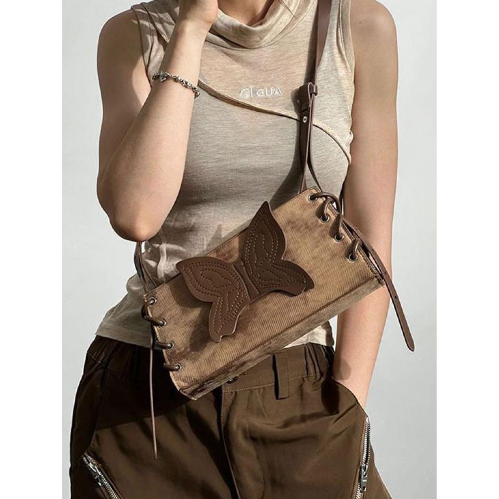 Women's Retro Y2K Butterfly Lace-up Shoulder Bag Women's Retro Y2K Butterfly Lace-up Shoulder Bag