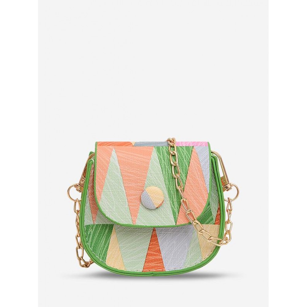 Geometric Pattern Flap Chain Strap Crossbody Bag Geometric Pattern Flap Chain Strap Crossbody Bag
