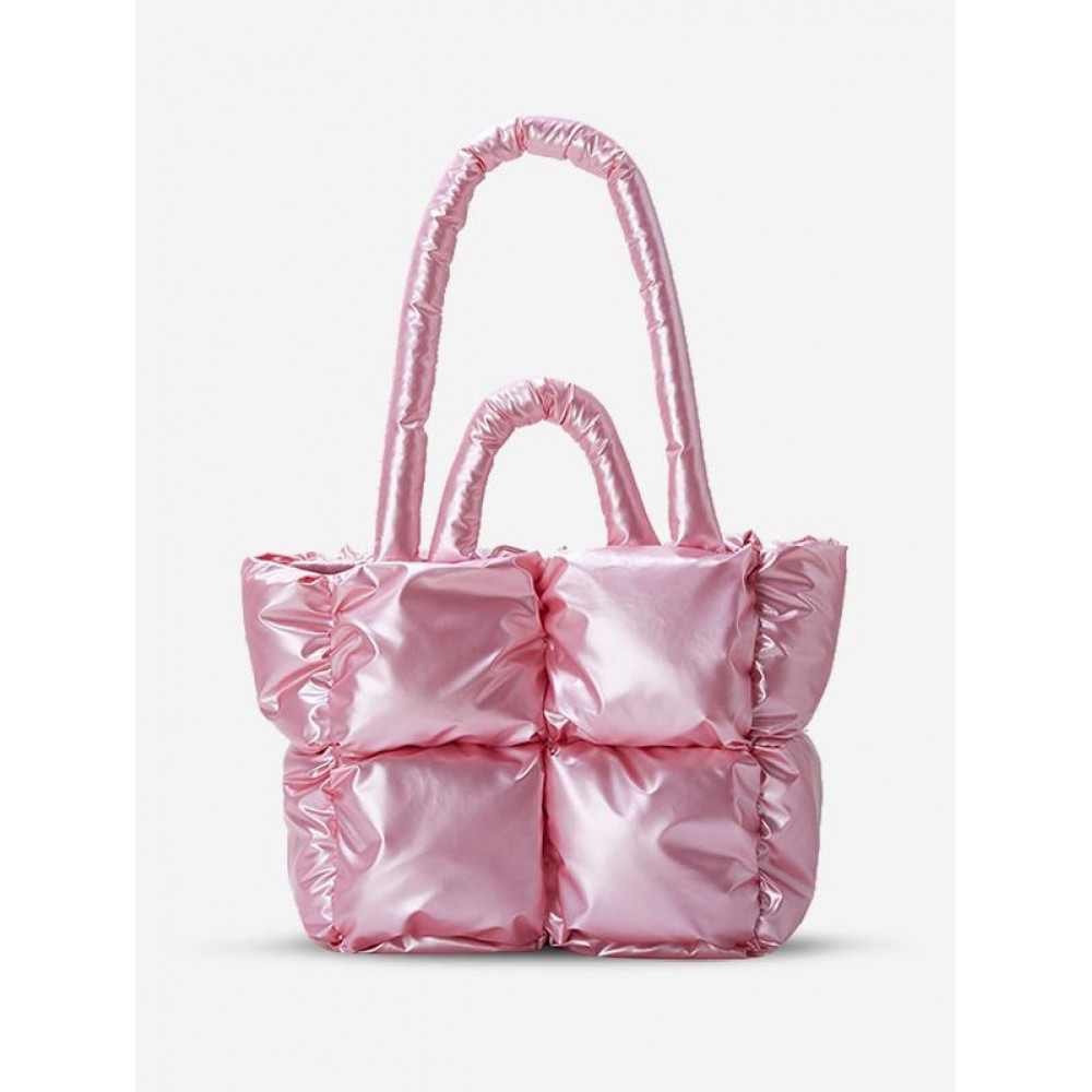 Quilted Design Padded Puffer Tote Bag Quilted Design Padded Puffer Tote Bag