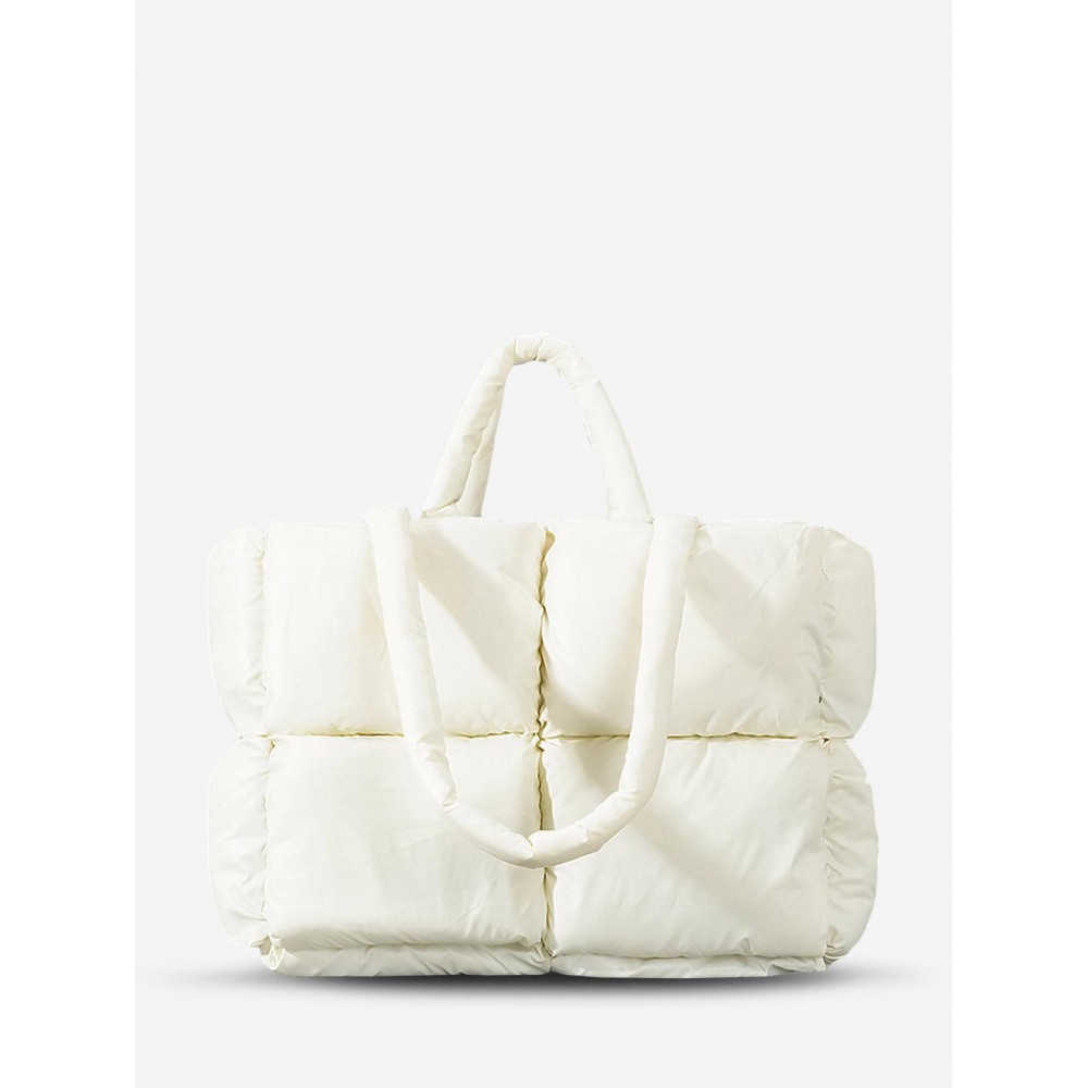 Women's Simple Style Solid Color Puffer Down Cotton Quilted Tote Bag Women's Simple Style Solid Color Puffer Down Cotton Quilted Tote Bag