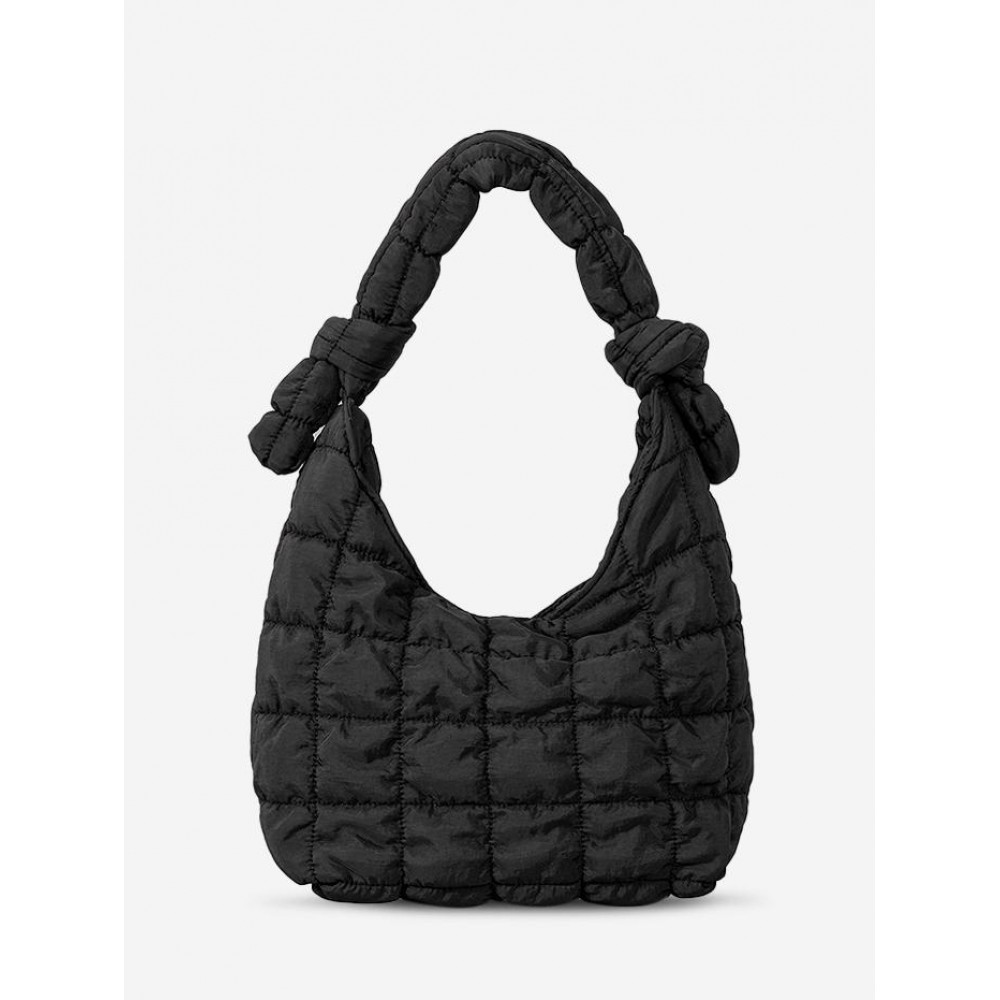 Women's Simple Style Solid Color Wrinkle Textured Quilted Puffer Knot Handle Handbag Women's Simple Style Solid Color Wrinkle Textured Quilted Puffer Knot Handle Handbag