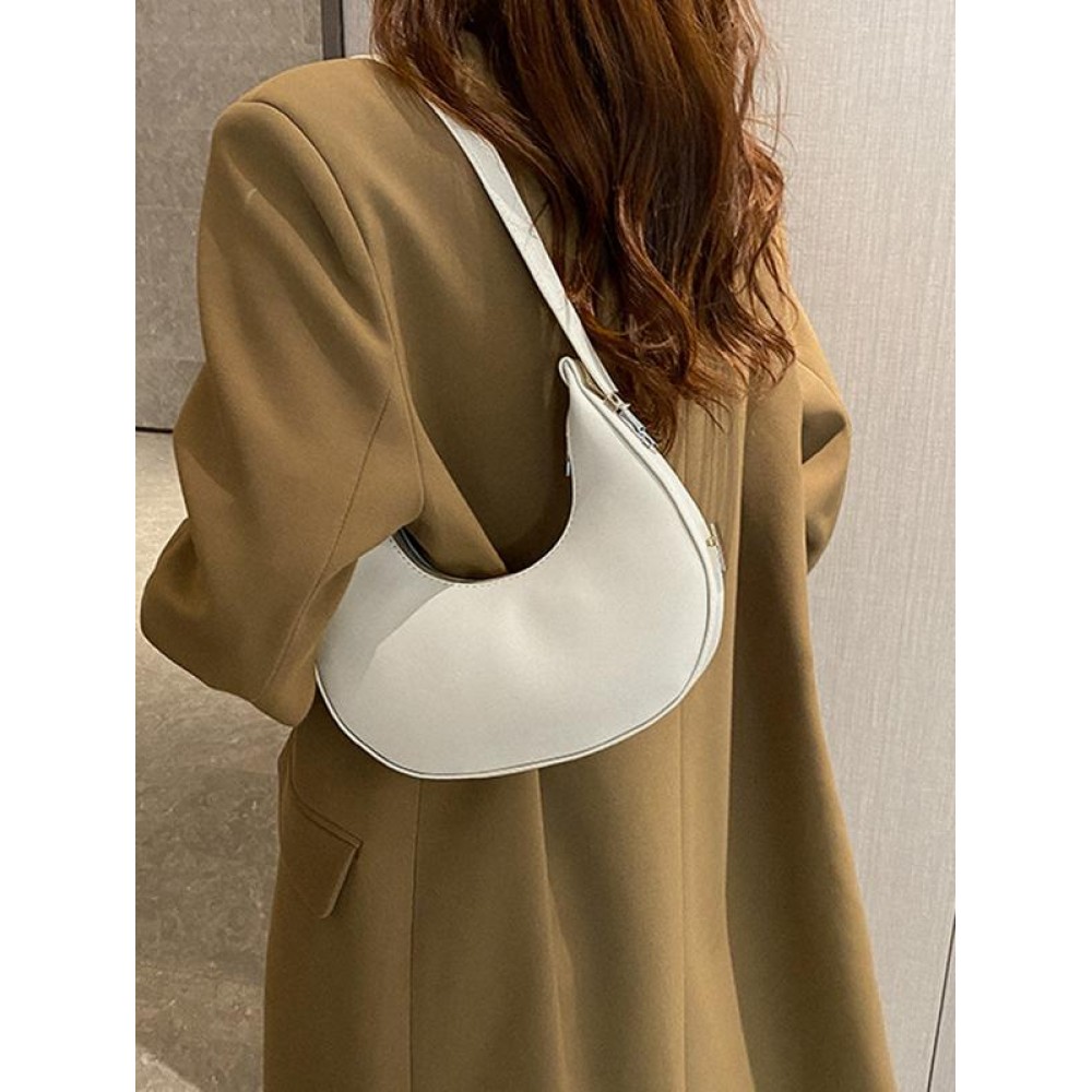 Women's Simple Style Solid Color Crescent Moon Shape Underarm Shoulder Bag Women's Simple Style Solid Color Crescent Moon Shape Underarm Shoulder Bag