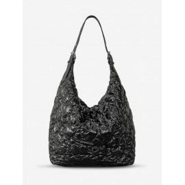 Women's Winter Soft Padded Puffer Quilted Heart Pattern High Capacity Shoulder Bag