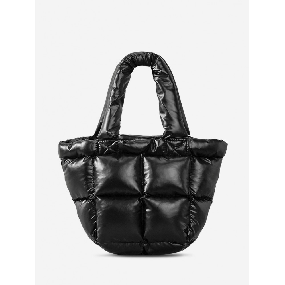 Women's Fashion Daily Streetwear Metallic Solid Color Down Padded Quilted Puffer Design Shoulder Tote Bag Women's Fashion Daily Streetwear Metallic Solid Color Down Padded Quilted Puffer Design Shoulder Tote Bag