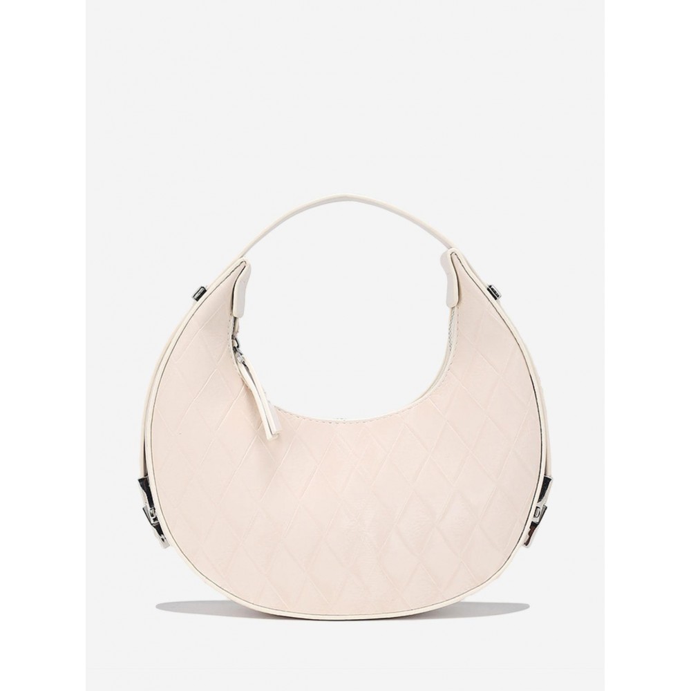 Women's Rhombus Textured Half Moon Buckle Decorated Shoulder Bag Handbag Women's Rhombus Textured Half Moon Buckle Decorated Shoulder Bag Handbag