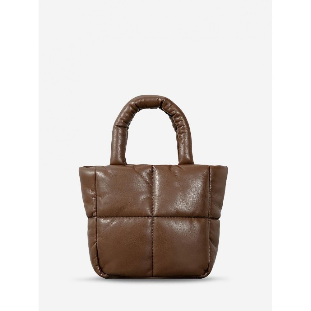 Women's Winter Solid Color Padded Down Puffer PU Leather Tote Bag Women's Winter Solid Color Padded Down Puffer PU Leather Tote Bag