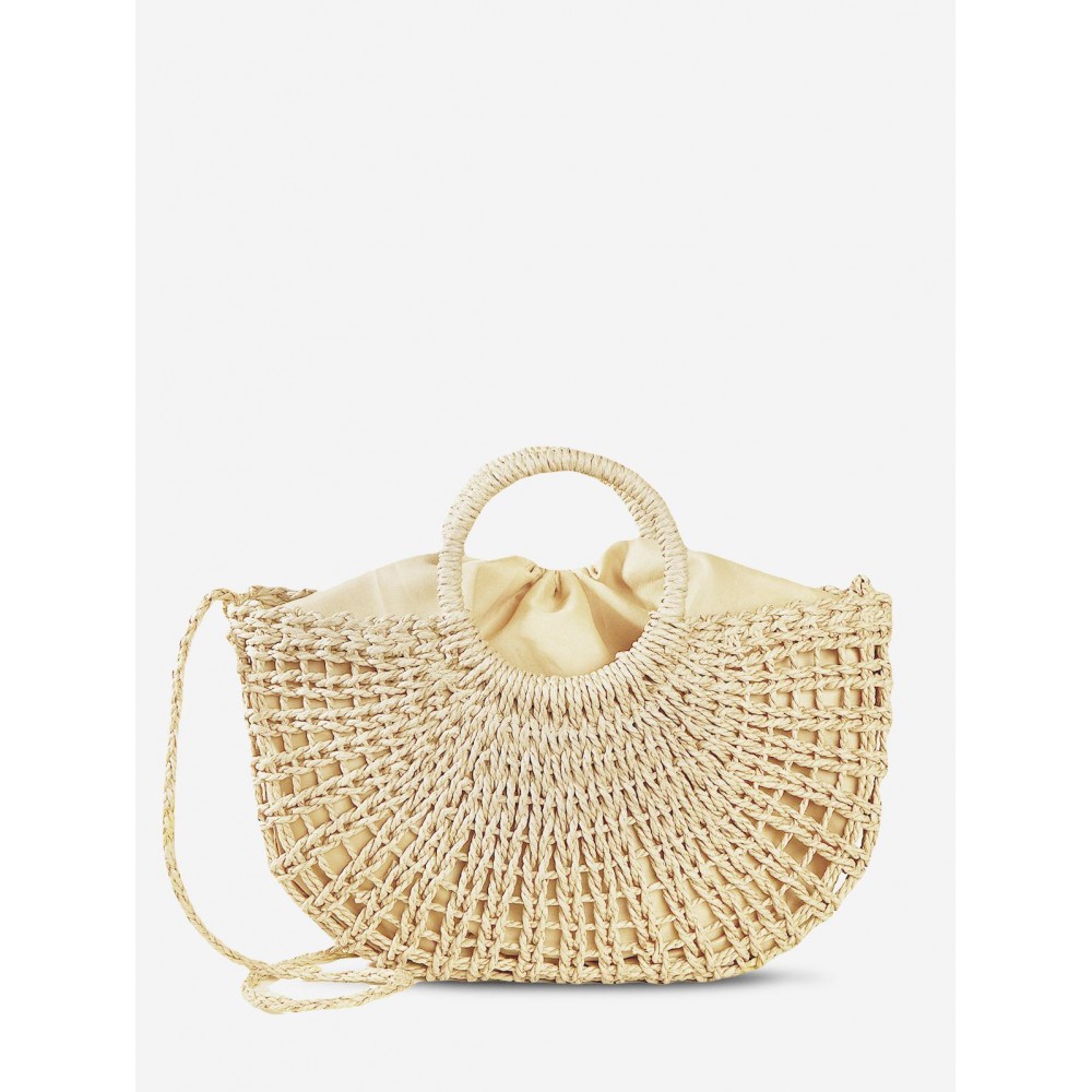 Women's Summer Vacation Bright Color Beach Half Moon Shape Raffia Crossbody Shoulder Straw Bag Women's Summer Vacation Bright Color Beach Half Moon Shape Raffia Crossbody Shoulder Straw Bag