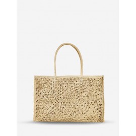 Crochet Design Vacation Beach Straw Raffia Shoulder Tote Bag